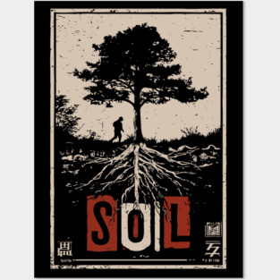 Soil and Tree Roots Poster - Vintage Nature Growth Artwork Posters and Art