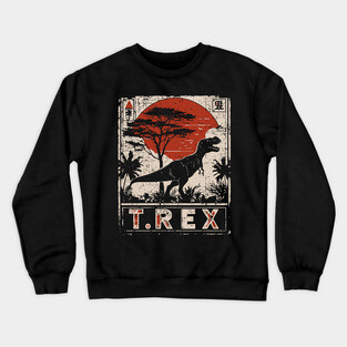 T-Rex Dinosaur Poster - Fierce Jurassic Vintage Artwork Crewneck Sweatshirt