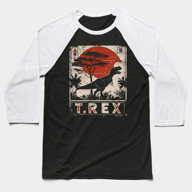 T-Rex Dinosaur Poster - Fierce Jurassic Vintage Artwork Baseball T-Shirt by TuncGK