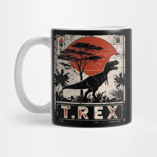 T-Rex Dinosaur Poster - Fierce Jurassic Vintage Artwork Mug