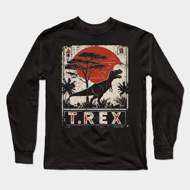T-Rex Dinosaur Poster - Fierce Jurassic Vintage Artwork Long Sleeve T-Shirt by TuncGK