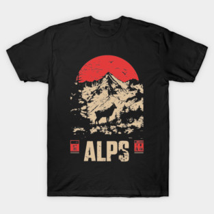Alps Mountain Poster - Vintage European Wilderness Landscape Art T-Shirt