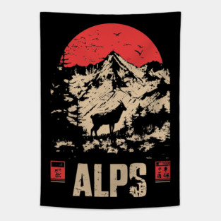 Alps Mountain Poster - Vintage European Wilderness Landscape Art Tapestry