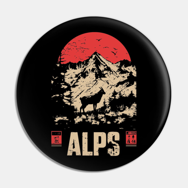 Alps Mountain Poster - Vintage European Wilderness Landscape Art Pin by TuncGK