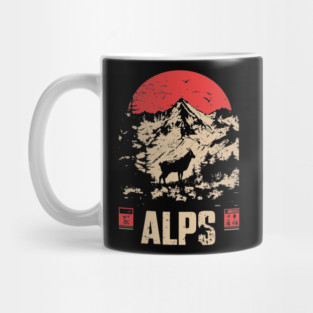 Alps Mountain Poster - Vintage European Wilderness Landscape Art Mug