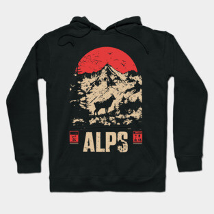 Alps Mountain Poster - Vintage European Wilderness Landscape Art Hoodie