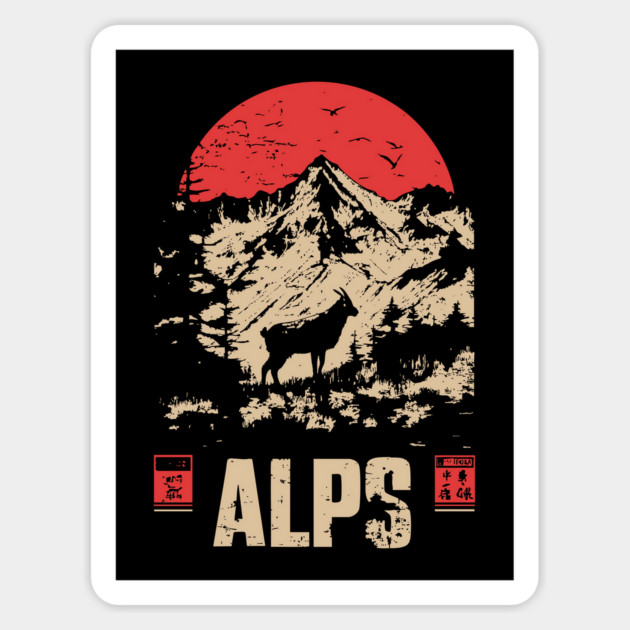 Alps Mountain Poster - Vintage European Wilderness Landscape Art Magnet by TuncGK