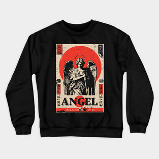 Guardian Angel Poster - Vintage Spiritual Protection Artwork Crewneck Sweatshirt