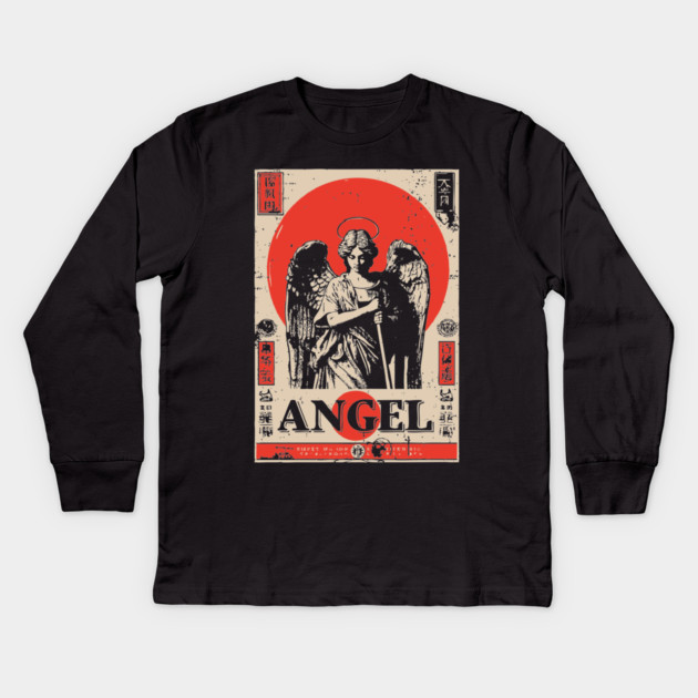 Guardian Angel Poster - Vintage Spiritual Protection Artwork Kids Long Sleeve T-Shirt by TuncGK