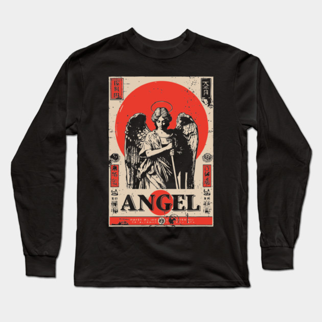 Guardian Angel Poster - Vintage Spiritual Protection Artwork Long Sleeve T-Shirt by TuncGK