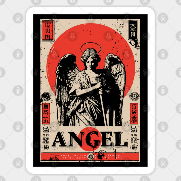 Guardian Angel Poster - Vintage Spiritual Protection Artwork Sticker by TuncGK