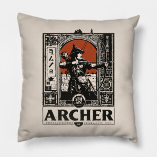 Medieval Archer Poster - Vintage Warrior and Archery Artwork Pillow