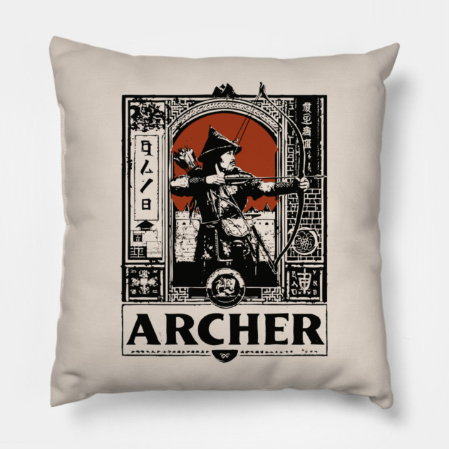 Medieval Archer Poster - Vintage Warrior and Archery Artwork Pillow by TuncGK