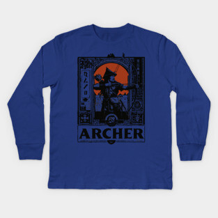 Medieval Archer Poster - Vintage Warrior and Archery Artwork Kids Long Sleeve T-Shirt
