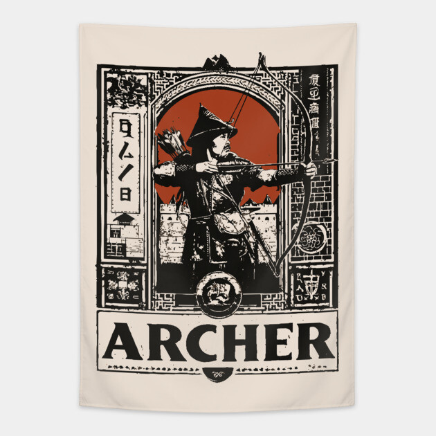 Medieval Archer Poster - Vintage Warrior and Archery Artwork Tapestry by TuncGK