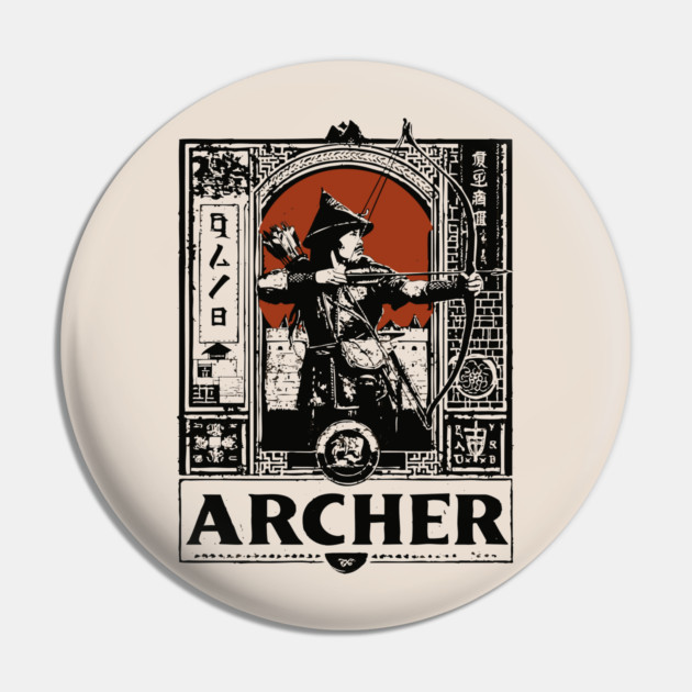 Medieval Archer Poster - Vintage Warrior and Archery Artwork Pin by TuncGK