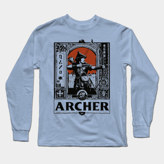 Medieval Archer Poster - Vintage Warrior and Archery Artwork Long Sleeve T-Shirt by TuncGK
