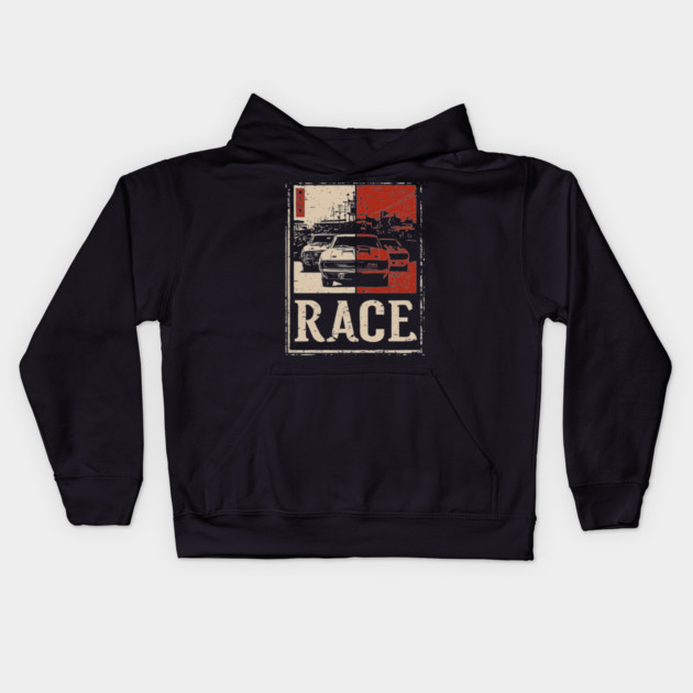 Vintage Car Race Poster - Retro Speed and Racing Artwork Kids Hoodie by TuncGK