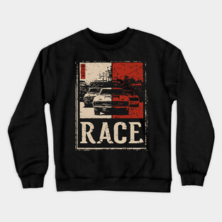 Vintage Car Race Poster - Retro Speed and Racing Artwork Crewneck Sweatshirt