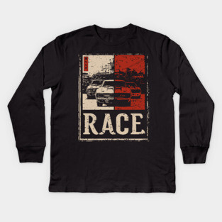 Vintage Car Race Poster - Retro Speed and Racing Artwork Kids Long Sleeve T-Shirt