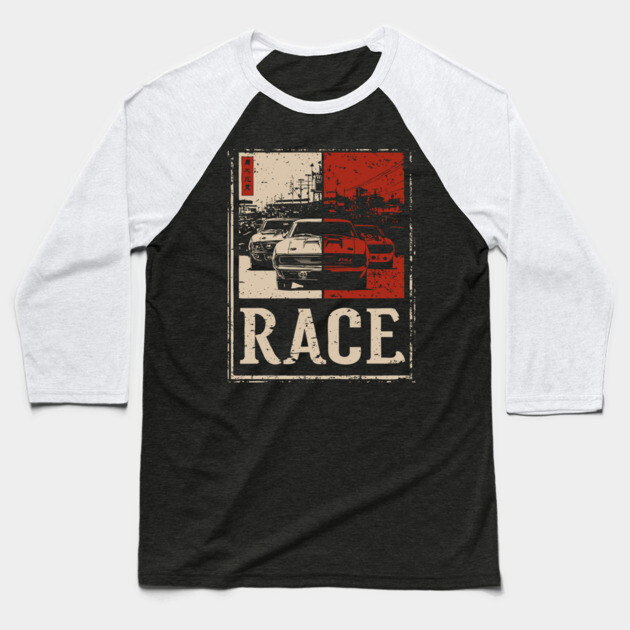 Vintage Car Race Poster - Retro Speed and Racing Artwork Baseball T-Shirt by TuncGK
