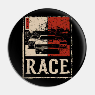 Vintage Car Race Poster - Retro Speed and Racing Artwork Pin