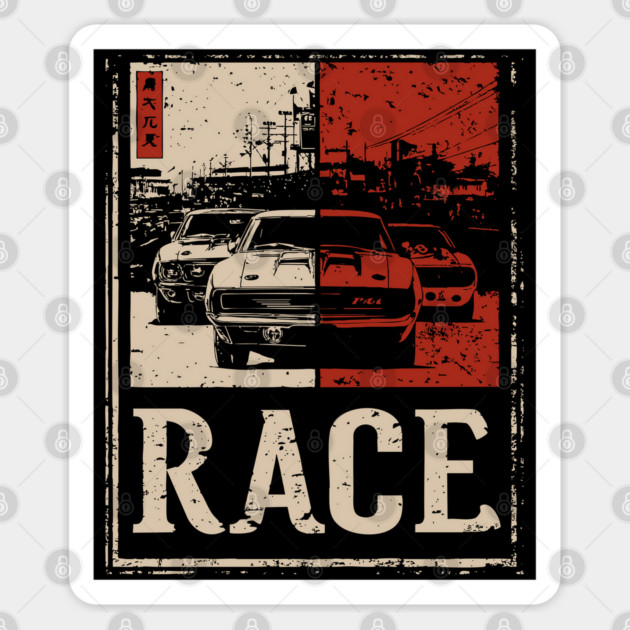 Vintage Car Race Poster - Retro Speed and Racing Artwork Sticker by TuncGK