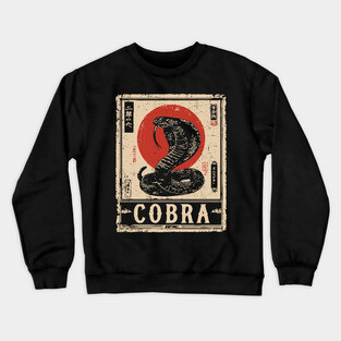 Cobra Snake Poster - Vintage Deadly Predator Wildlife Art Crewneck Sweatshirt