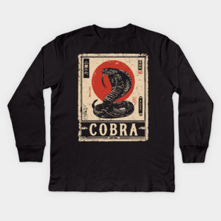 Cobra Snake Poster - Vintage Deadly Predator Wildlife Art Kids Long Sleeve T-Shirt