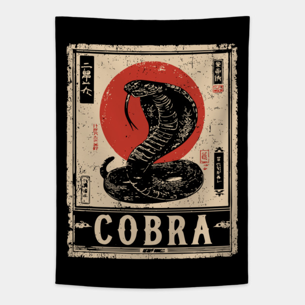 Cobra Snake Poster - Vintage Deadly Predator Wildlife Art Tapestry by TuncGK