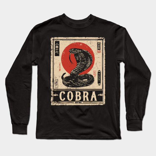 Cobra Snake Poster - Vintage Deadly Predator Wildlife Art Long Sleeve T-Shirt by TuncGK