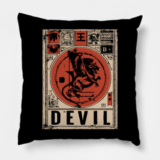 Devil Warrior Poster - Vintage Mythical Demon Battle Art Pillow