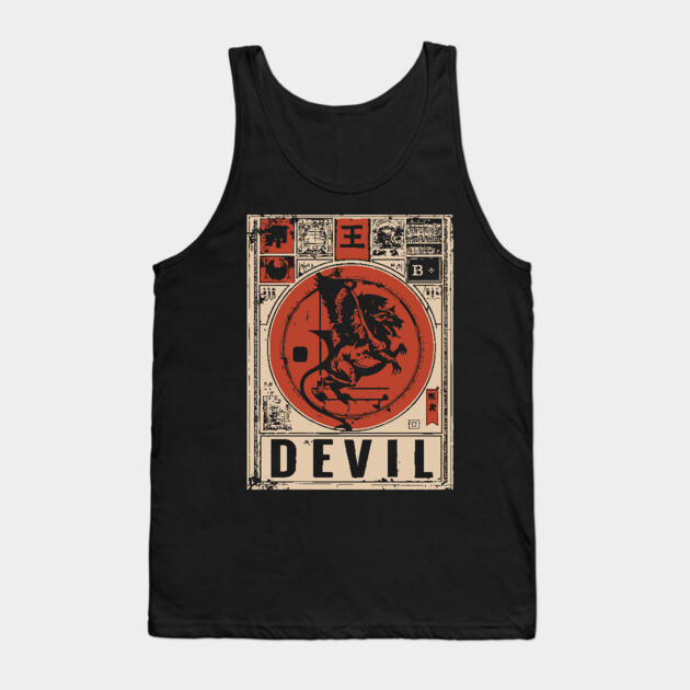 Devil Warrior Poster - Vintage Mythical Demon Battle Art Tank Top by TuncGK
