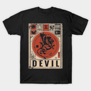 Devil Warrior Poster - Vintage Mythical Demon Battle Art T-Shirt