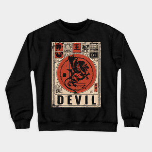 Devil Warrior Poster - Vintage Mythical Demon Battle Art Crewneck Sweatshirt