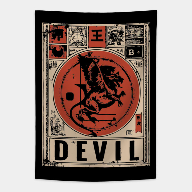 Devil Warrior Poster - Vintage Mythical Demon Battle Art Tapestry by TuncGK