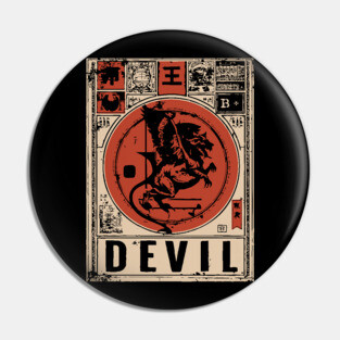 Devil Warrior Poster - Vintage Mythical Demon Battle Art Pin