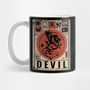 Devil Warrior Poster - Vintage Mythical Demon Battle Art Mug