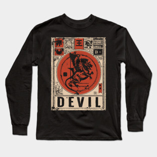 Devil Warrior Poster - Vintage Mythical Demon Battle Art Long Sleeve T-Shirt