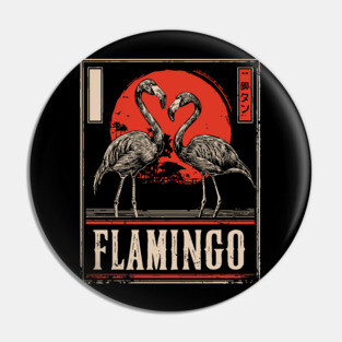 Flamingo Love Poster - Vintage Tropical Wildlife Art Pin