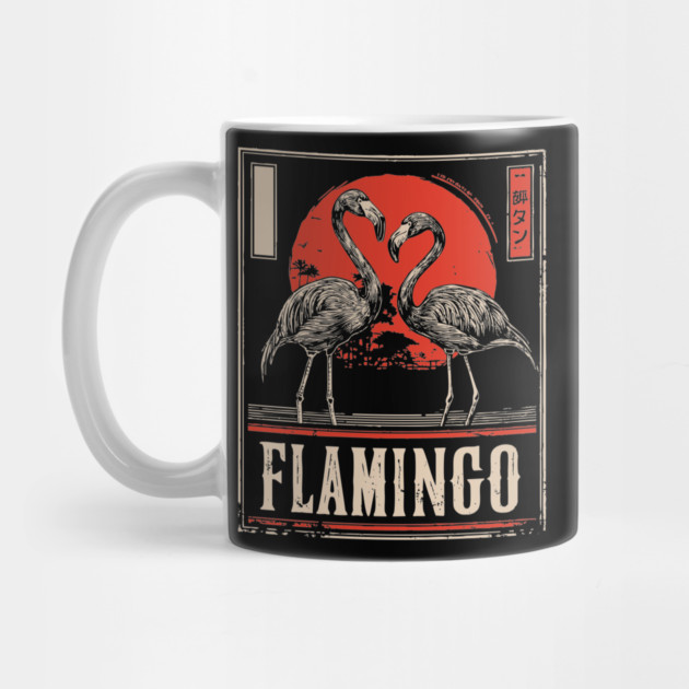 Flamingo Love Poster - Vintage Tropical Wildlife Art by TuncGK