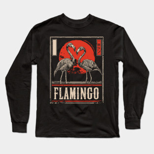 Flamingo Love Poster - Vintage Tropical Wildlife Art Long Sleeve T-Shirt