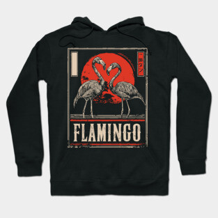 Flamingo Love Poster - Vintage Tropical Wildlife Art Hoodie