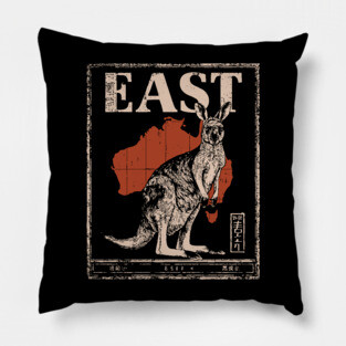 East Kangaroo Poster - Vintage Australian Wildlife Art Pillow