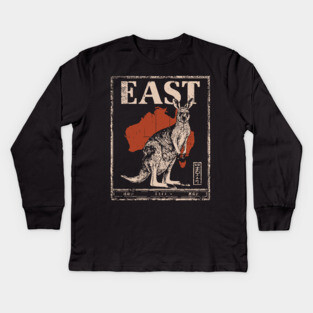 East Kangaroo Poster - Vintage Australian Wildlife Art Kids Long Sleeve T-Shirt