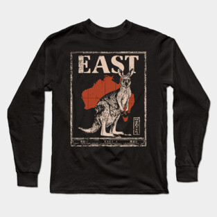East Kangaroo Poster - Vintage Australian Wildlife Art Long Sleeve T-Shirt