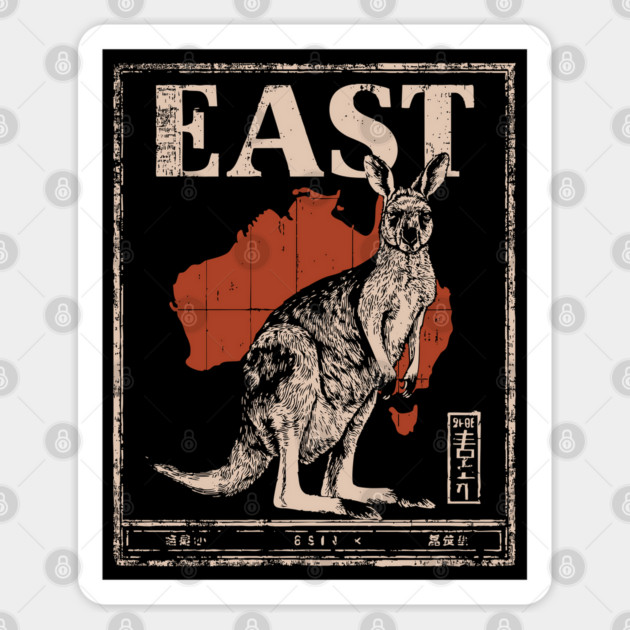 East Kangaroo Poster - Vintage Australian Wildlife Art Sticker by TuncGK