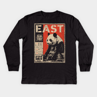 East Panda Poster - Vintage Asian Wildlife Conservation Art Kids Long Sleeve T-Shirt