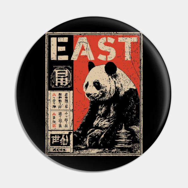 East Panda Poster - Vintage Asian Wildlife Conservation Art Pin by TuncGK