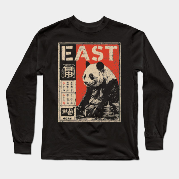 East Panda Poster - Vintage Asian Wildlife Conservation Art Long Sleeve T-Shirt by TuncGK